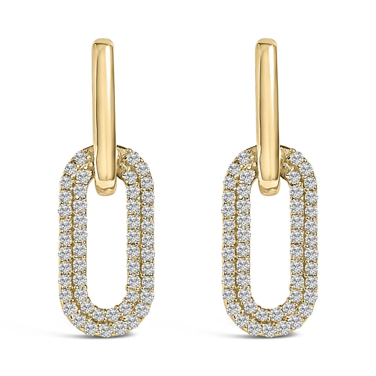 10K Gold 1/2 Cttw Lab Grown Diamond Dangling Paperclip Drop Earrings