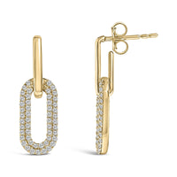 10K Gold 1/2 Cttw Lab Grown Diamond Dangling Paperclip Drop Earrings
