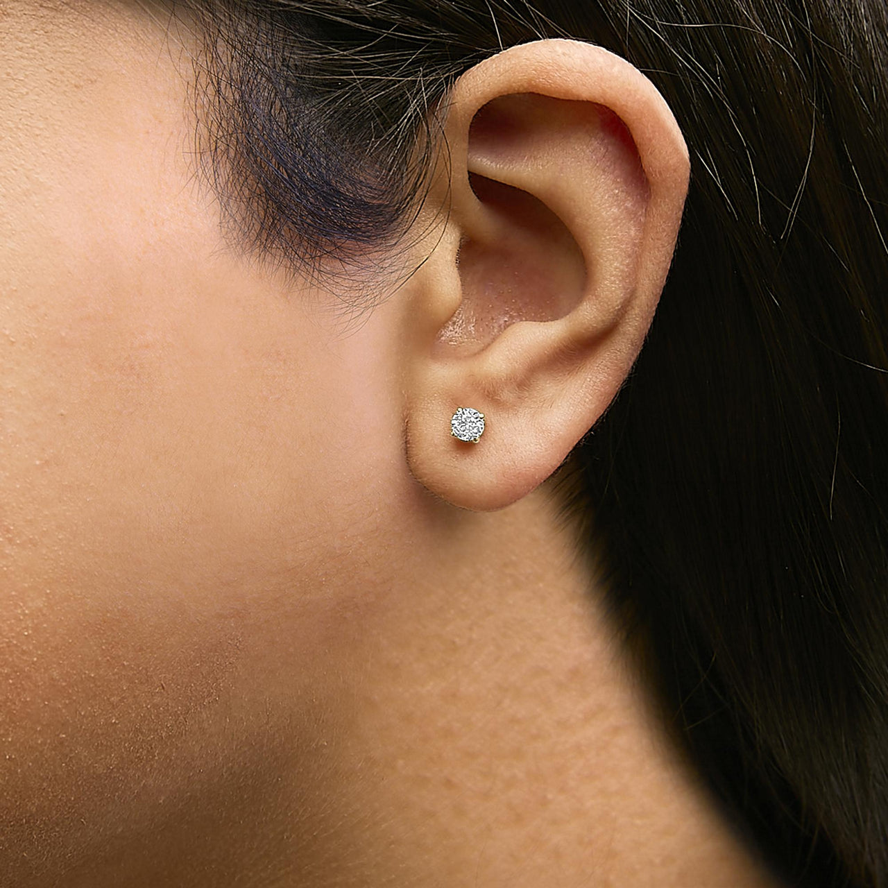 14K Gold 1/2 Cttw Lab Grown Diamond Solitaire Stud Earrings