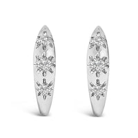 10K Gold 1/5 Cttw Lab Grown Diamond Three Stone Huggie Hoop Earrings