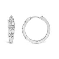 10K Gold 1/5 Cttw Lab Grown Diamond Three Stone Huggie Hoop Earrings