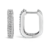 10K Yellow Gold 1/4 Cttw Lab Grown Diamond Double Row Huggie Hoop Earrings