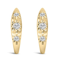 10K Gold 1/5 Cttw Lab Grown Diamond Three Stone Huggie Hoop Earrings