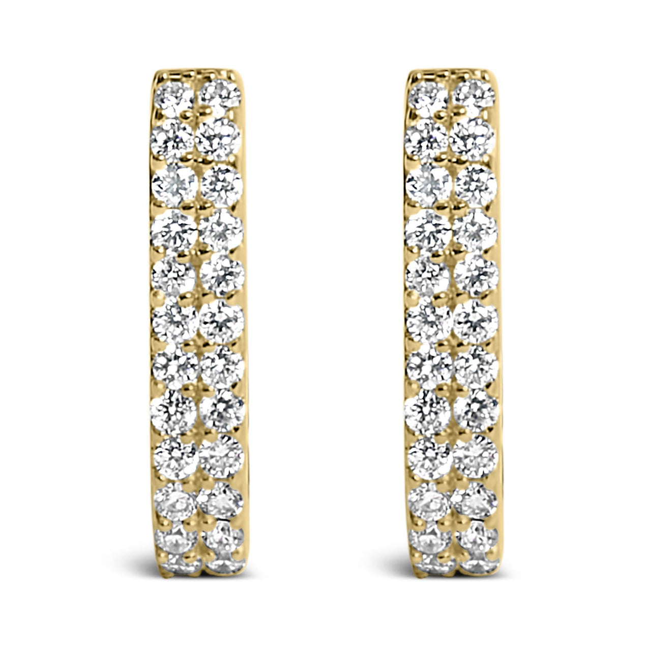 10K Yellow Gold 1/4 Cttw Lab Grown Diamond Double Row Huggie Hoop Earrings