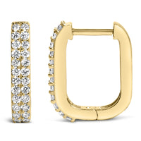 10K Yellow Gold 1/4 Cttw Lab Grown Diamond Double Row Huggie Hoop Earrings