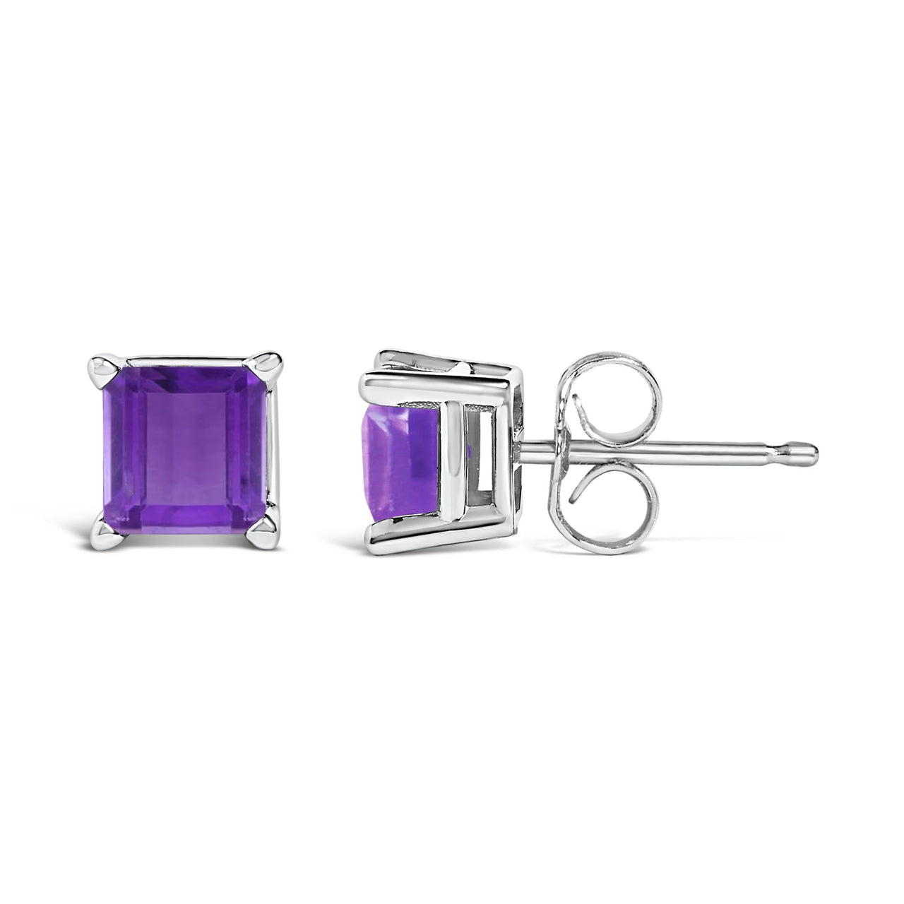 14K Gold 5x5MM Princess Cut Gemstone Solitaire Stud Earrings