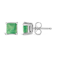 14K Gold 5x5MM Princess Cut Gemstone Solitaire Stud Earrings