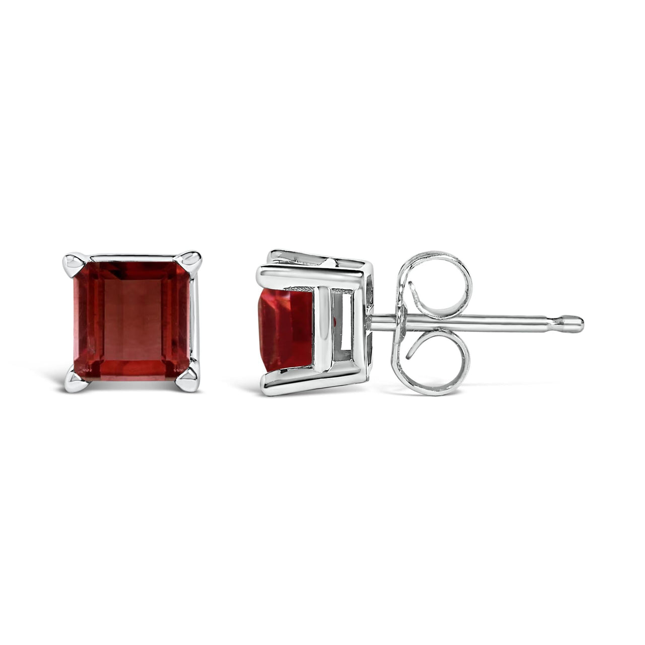 14K Gold 5x5MM Princess Cut Gemstone Solitaire Stud Earrings