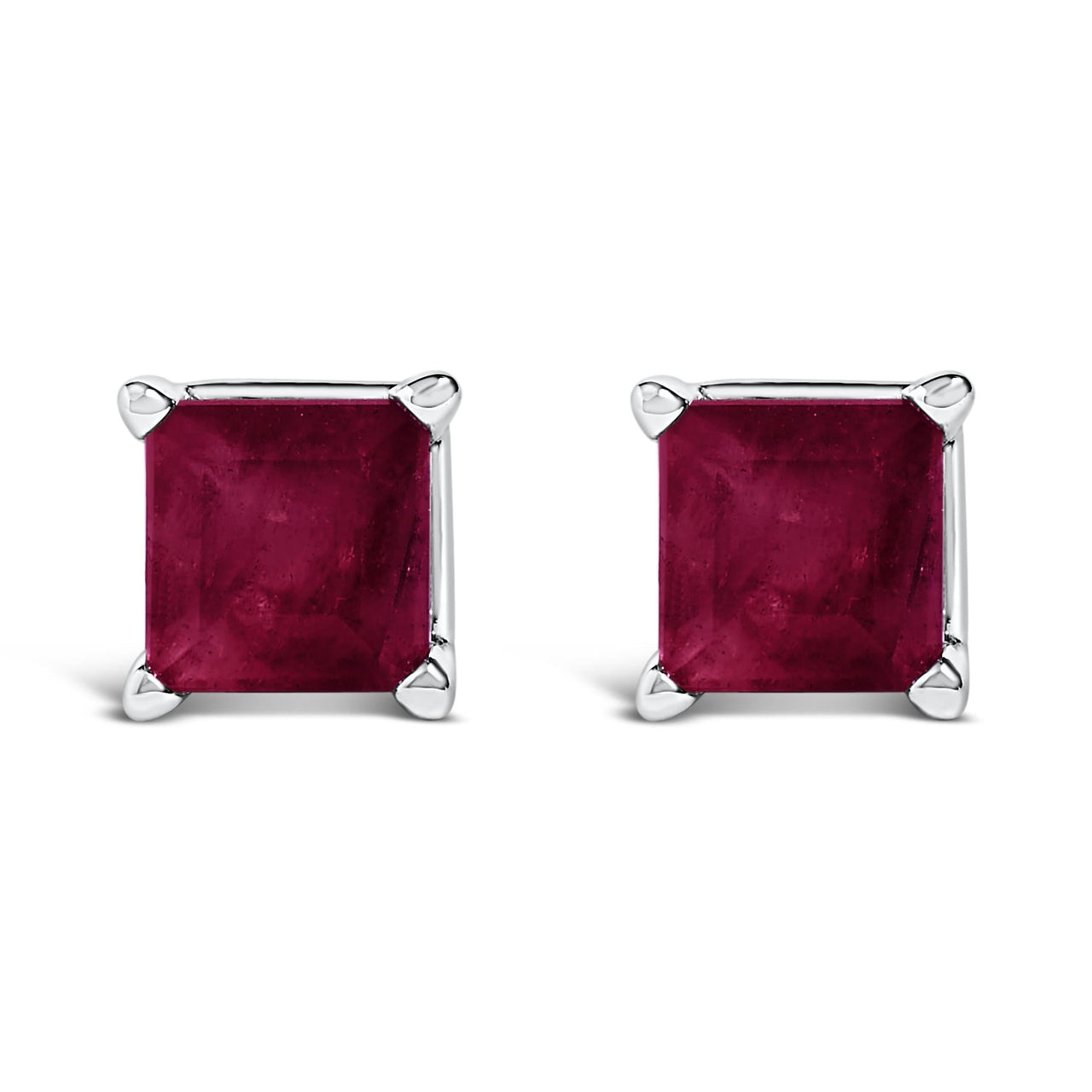 14K Gold 5x5MM Princess Cut Gemstone Solitaire Stud Earrings