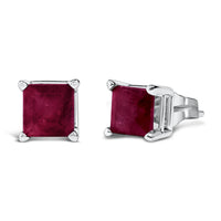 14K Gold 5x5MM Princess Cut Gemstone Solitaire Stud Earrings