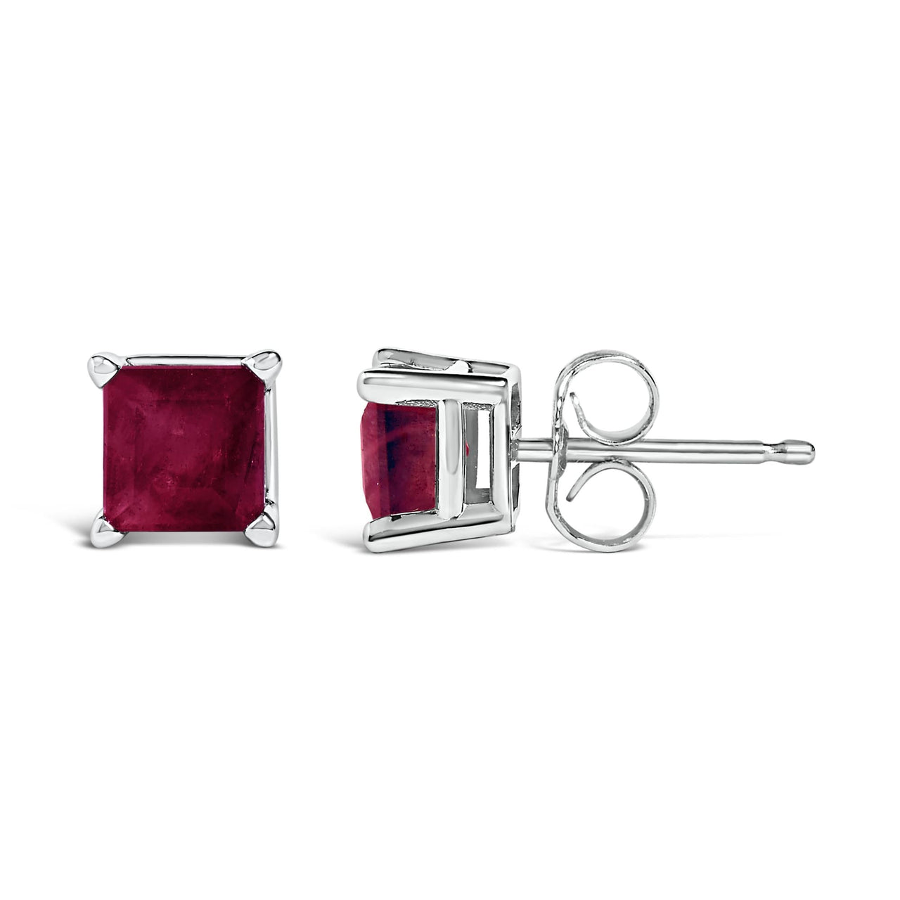 14K Gold 5x5MM Princess Cut Gemstone Solitaire Stud Earrings