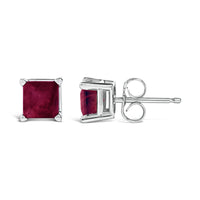 14K Gold 5x5MM Princess Cut Gemstone Solitaire Stud Earrings