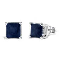 14K Gold 5x5MM Princess Cut Gemstone Solitaire Stud Earrings