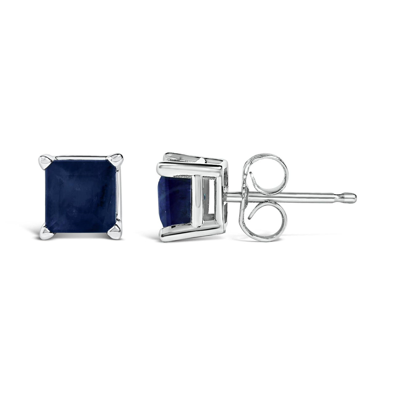 14K Gold 5x5MM Princess Cut Gemstone Solitaire Stud Earrings
