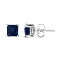 14K Gold 5x5MM Princess Cut Gemstone Solitaire Stud Earrings