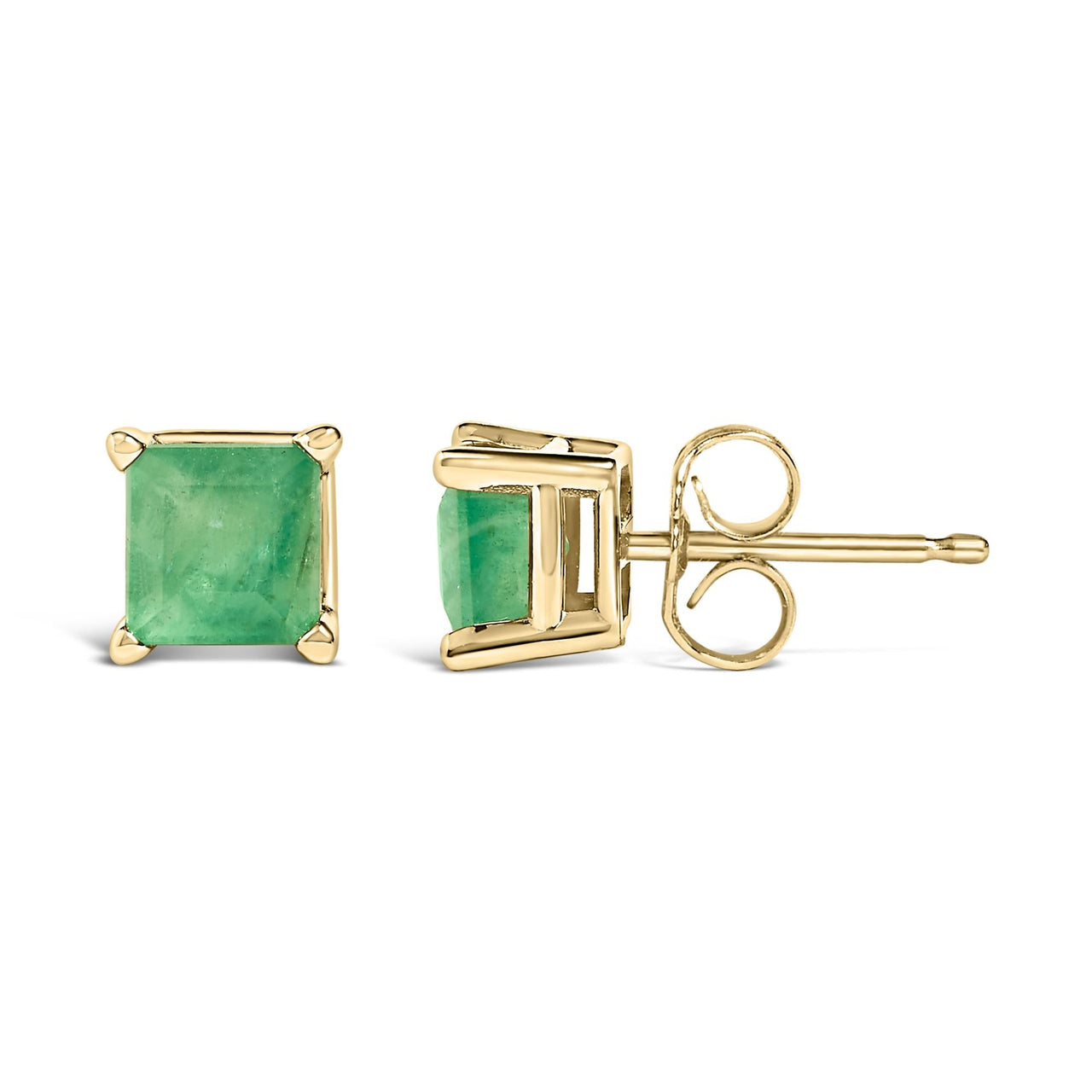 14K Gold 5x5MM Princess Cut Gemstone Solitaire Stud Earrings