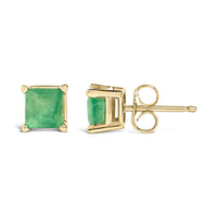 14K Gold 5x5MM Princess Cut Gemstone Solitaire Stud Earrings