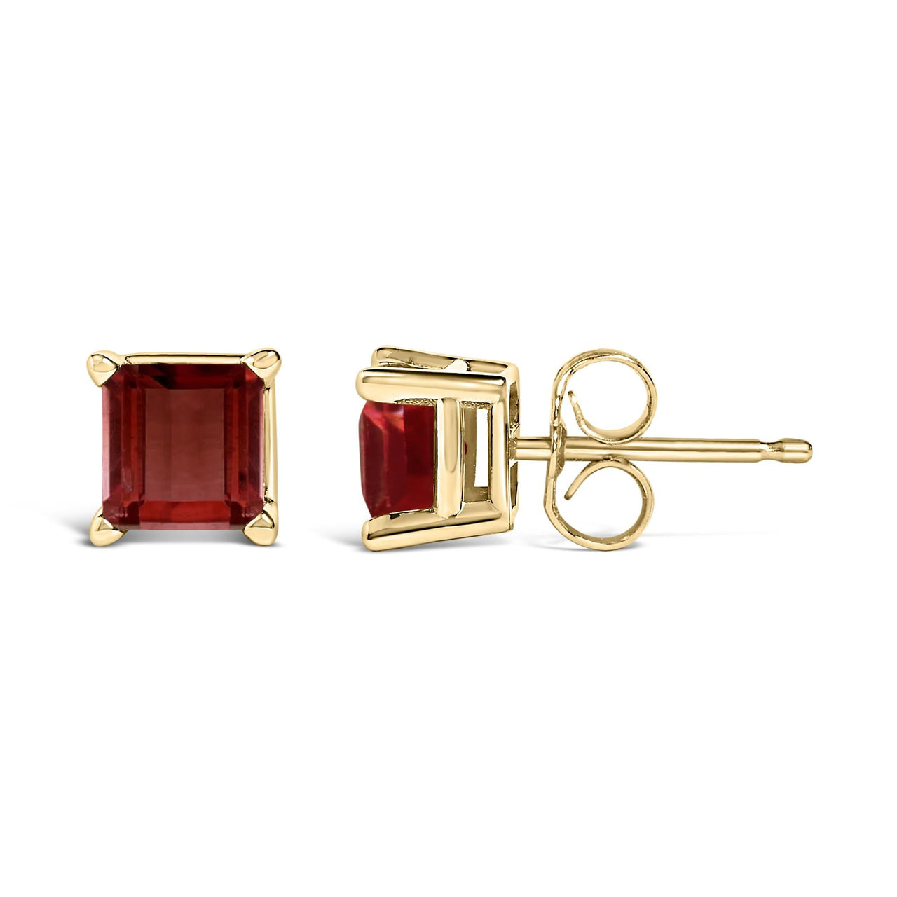 14K Gold 5x5MM Princess Cut Gemstone Solitaire Stud Earrings