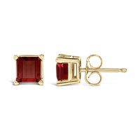 14K Gold 5x5MM Princess Cut Gemstone Solitaire Stud Earrings