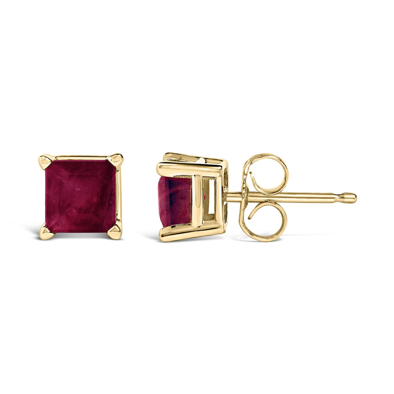 14K Gold 5x5MM Princess Cut Gemstone Solitaire Stud Earrings