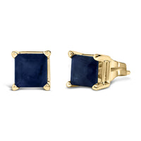 14K Gold 5x5MM Princess Cut Gemstone Solitaire Stud Earrings