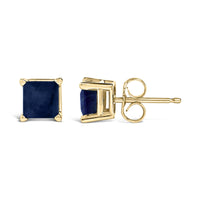 14K Gold 5x5MM Princess Cut Gemstone Solitaire Stud Earrings
