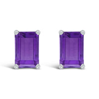 14K Gold 6x4MM Emerald Shaped Gemstone Solitaire Stud Earrings