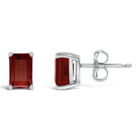14K Gold 6x4MM Emerald Shaped Gemstone Solitaire Stud Earrings