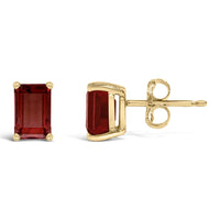 14K Gold 6x4MM Emerald Shaped Gemstone Solitaire Stud Earrings