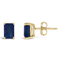 14K Gold 6x4MM Emerald Shaped Gemstone Solitaire Stud Earrings