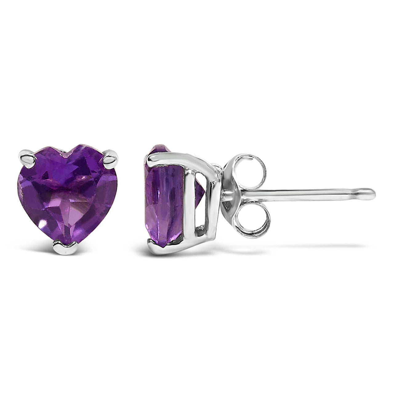 14K Gold 5MM Heart Cut Gemstone Solitaire Stud Earrings