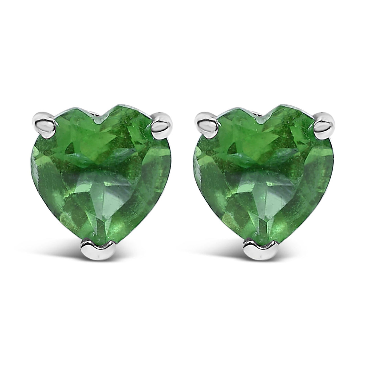 14K Gold 5MM Heart Cut Gemstone Solitaire Stud Earrings