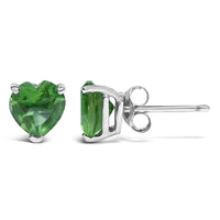 14K Gold 5MM Heart Cut Gemstone Solitaire Stud Earrings