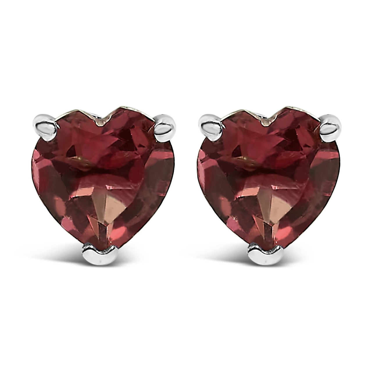 14K Gold 5MM Heart Cut Gemstone Solitaire Stud Earrings