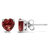 14K Gold 5MM Heart Cut Gemstone Solitaire Stud Earrings