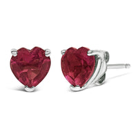 14K Gold 5MM Heart Cut Gemstone Solitaire Stud Earrings