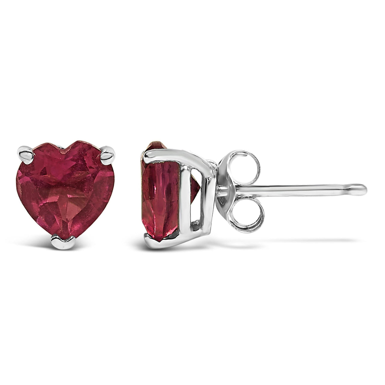 14K Gold 5MM Heart Cut Gemstone Solitaire Stud Earrings