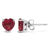 14K Gold 5MM Heart Cut Gemstone Solitaire Stud Earrings