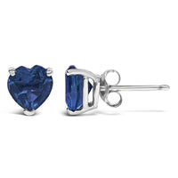 14K Gold 5MM Heart Cut Gemstone Solitaire Stud Earrings