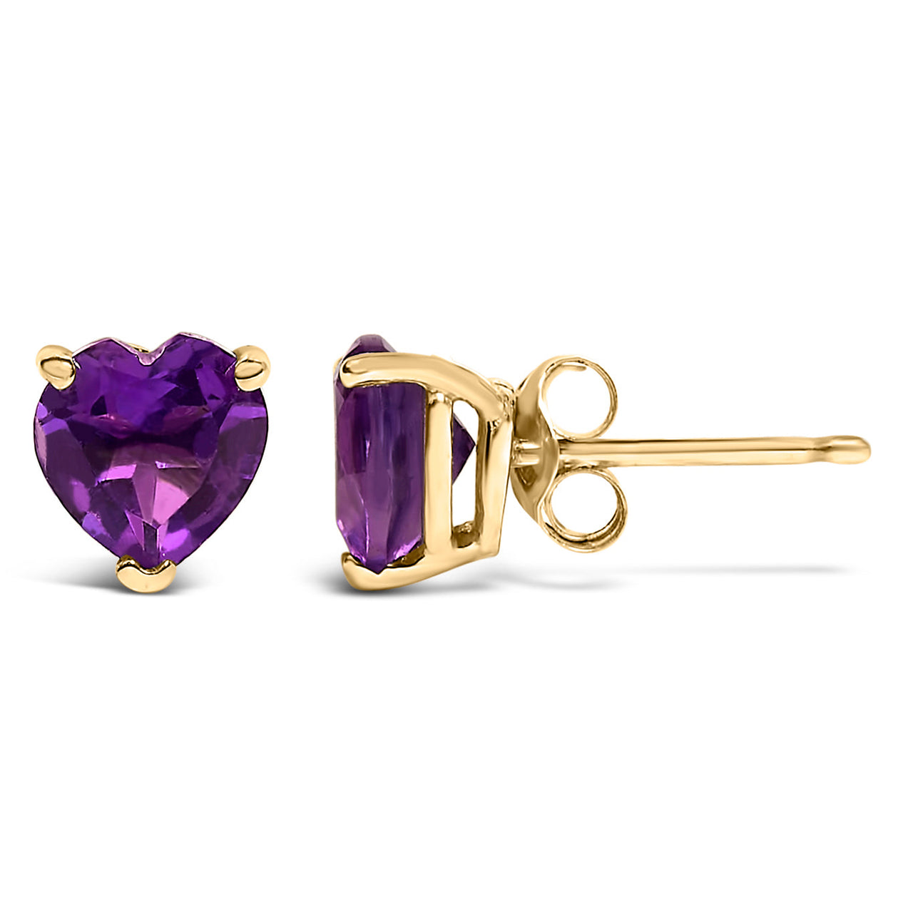 14K Gold 5MM Heart Cut Gemstone Solitaire Stud Earrings