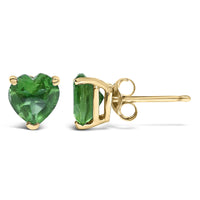 14K Gold 5MM Heart Cut Gemstone Solitaire Stud Earrings
