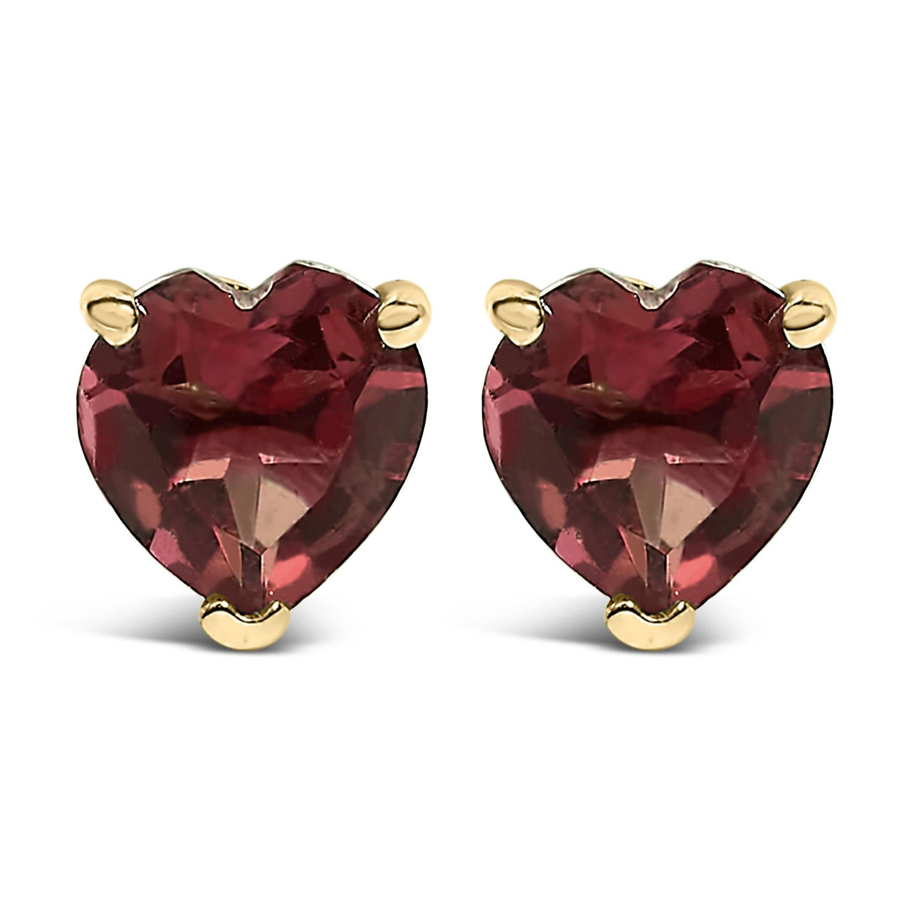 14K Gold 5MM Heart Cut Gemstone Solitaire Stud Earrings