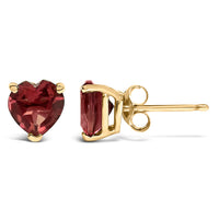 14K Gold 5MM Heart Cut Gemstone Solitaire Stud Earrings
