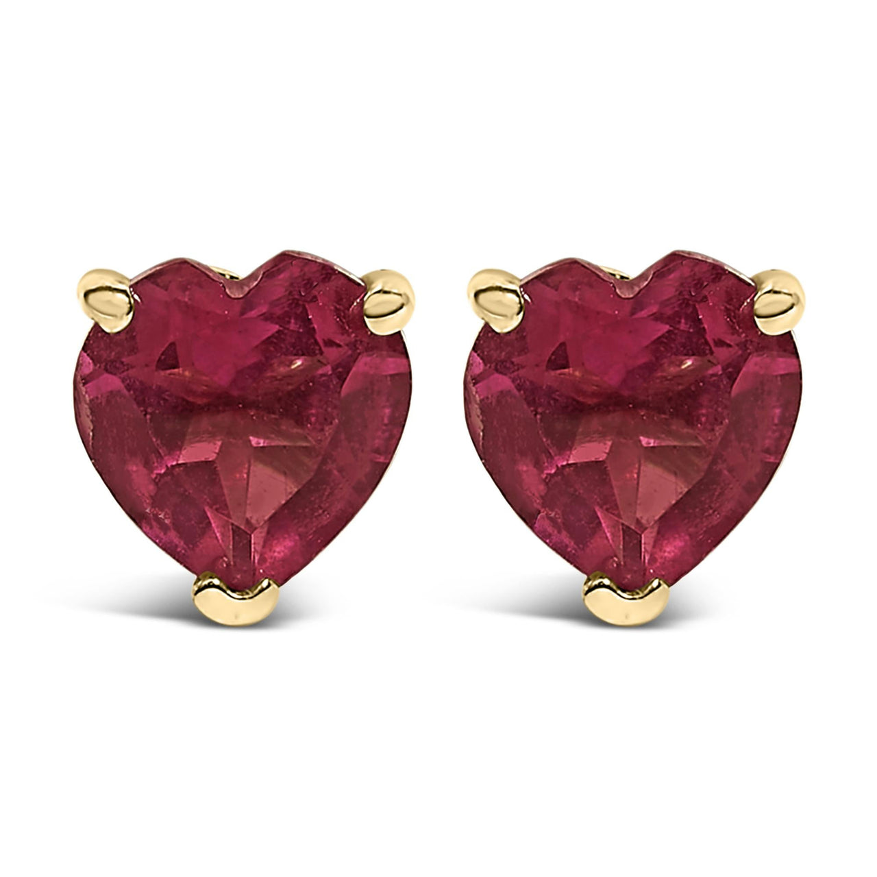14K Gold 5MM Heart Cut Gemstone Solitaire Stud Earrings