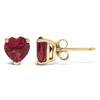 14K Gold 5MM Heart Cut Gemstone Solitaire Stud Earrings