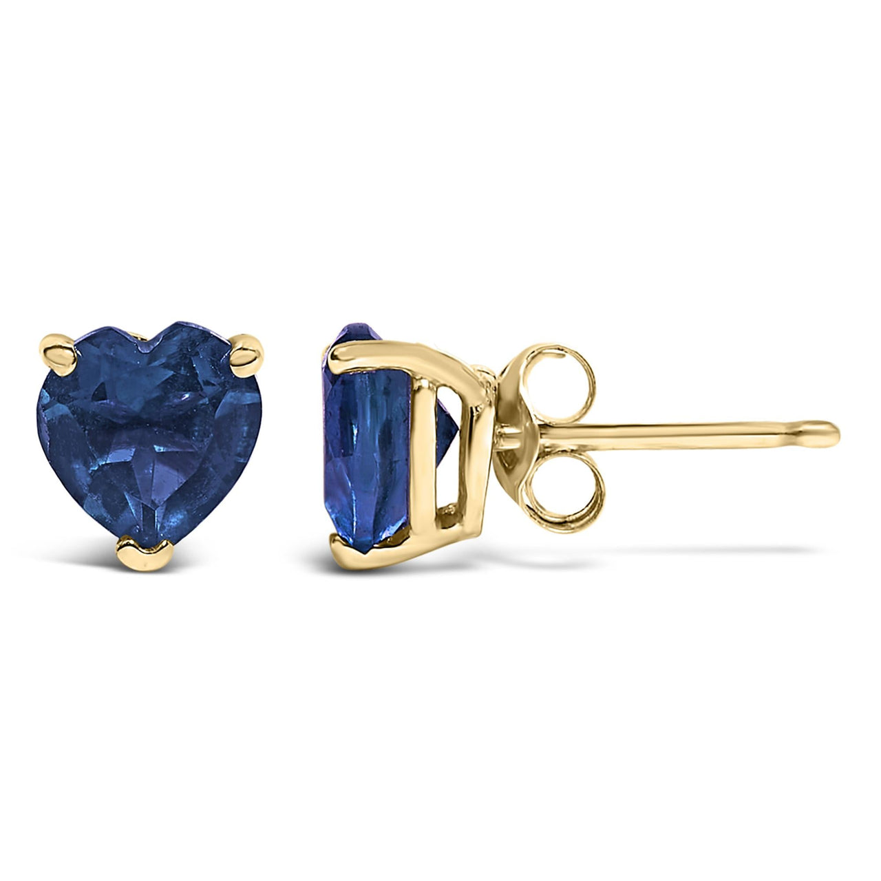 14K Gold 5MM Heart Cut Gemstone Solitaire Stud Earrings