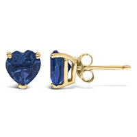 14K Gold 5MM Heart Cut Gemstone Solitaire Stud Earrings