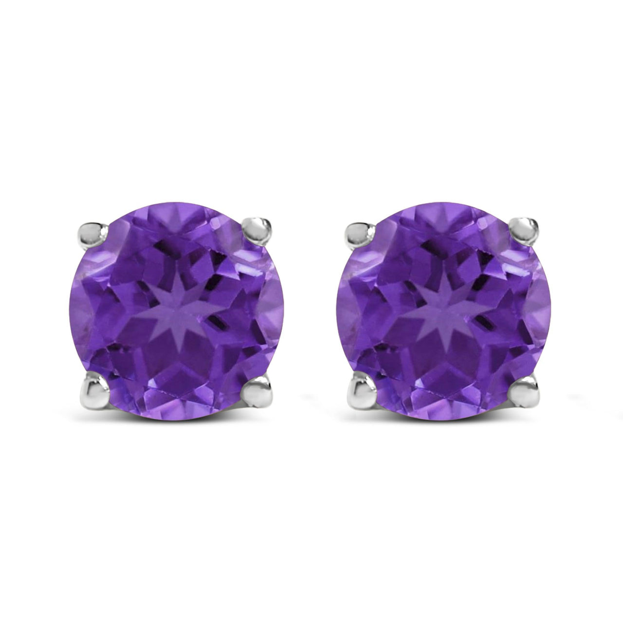 14K Gold 5X5MM Round Gemstone Solitaire Stud Earrings