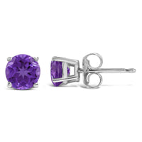 14K Gold 5X5MM Round Gemstone Solitaire Stud Earrings