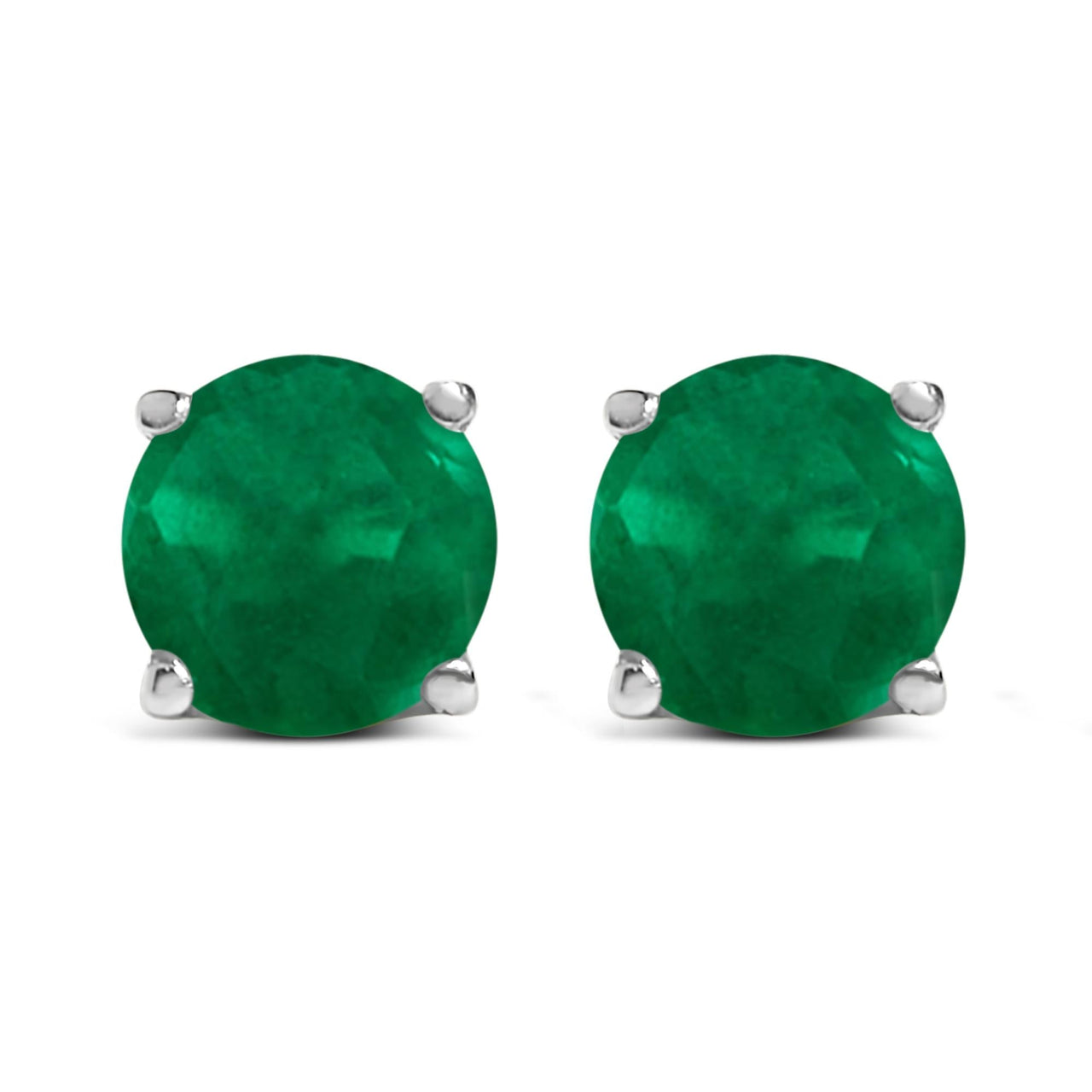 14K Gold 5X5MM Round Gemstone Solitaire Stud Earrings
